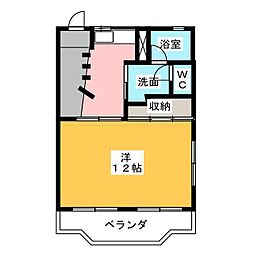 ルームミニオンB 1Kの間取図画像