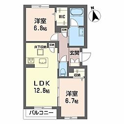 グランディア古川 2LDKの間取図画像
