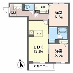 グランディア古川 2LDKの間取図画像