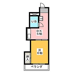 チサンマンション和地山 1DKの間取図画像