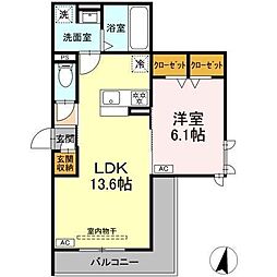 D-Hills子安III 1LDKの間取図画像