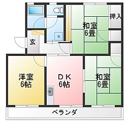 マンションサンフラワー3 3DKの間取図画像