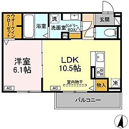 Uリッチトリシア 1LDKの間取図画像