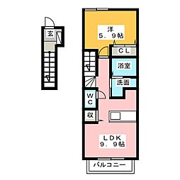 ガーデンハウス西塚 1LDKの間取図画像