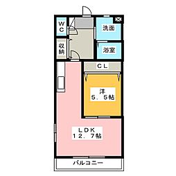 ガーデンコート六軒 1LDKの間取図画像