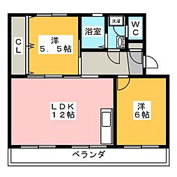 サンライズ柿澤 2LDKの間取図画像