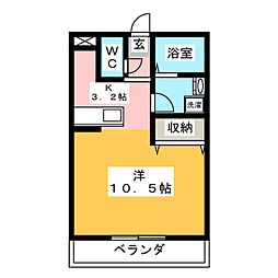 グランストーク篠ケ瀬 1Kの間取図画像