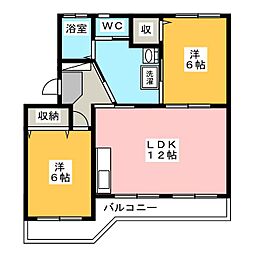 神谷マンション 2LDKの間取図画像