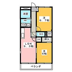 ピース1 2LDKの間取図画像