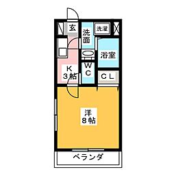 プルミエール 1Kの間取図画像