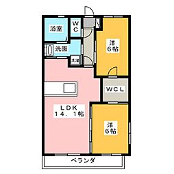 グランディール原島 2LDKの間取図画像