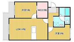 サンテラス大村1 2SLDKの間取図画像