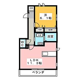 メゾン・サラン 1LDKの間取図画像