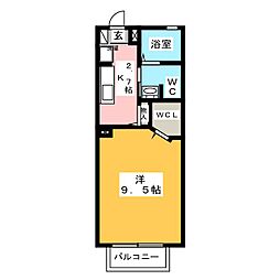 メゾン堤通り 1Kの間取図画像