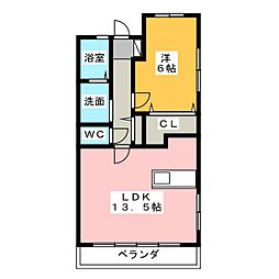 ピュアー 1LDKの間取図画像