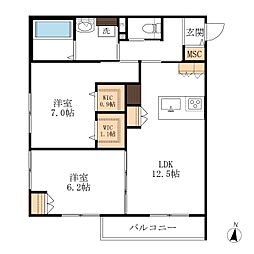 HEBEL MAISON SOCIA 2LDKの間取図画像