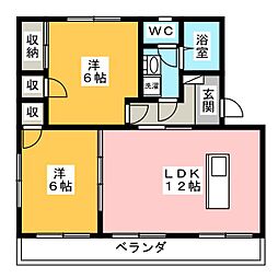 マンションサンフラワー3 2LDKの間取図画像