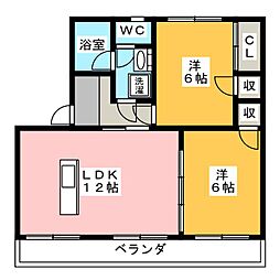 マンションサンフラワー3 2LDKの間取図画像