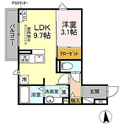 D-Hills領家II 1LDKの間取図画像
