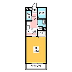 ラフィーネ 1Kの間取図画像