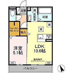 D-Hills有玉北町 1LDKの間取図画像