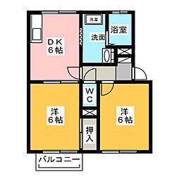 モンテローザSAITO2 2DKの間取図画像