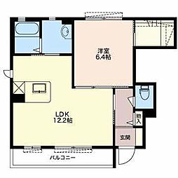 ルミエール・デュオA 1LDKの間取図画像