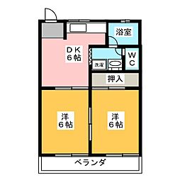 マンションプランタン2 2DKの間取図画像