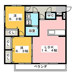 プリマヴェーラ 2LDKの間取図画像