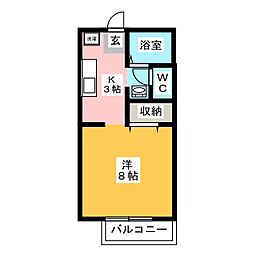 コンフォール井出 1Kの間取図画像