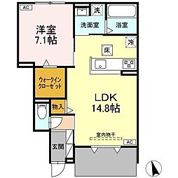 エスポワールＹVII 1階1LDKの間取り