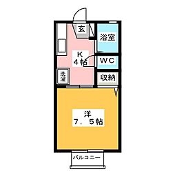 シャルマンS 1Kの間取図画像