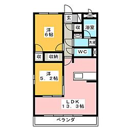 コート沼津 2LDKの間取図画像