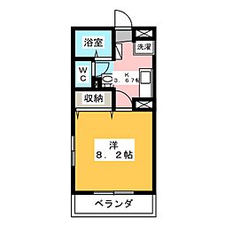 リーフグリーン 1Kの間取図画像