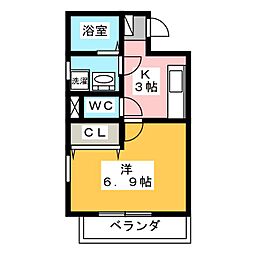 エルピス1 1Kの間取図画像