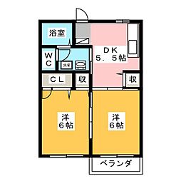 ルミナス21C 2DKの間取図画像