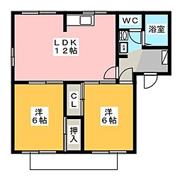 フレグランス若葉A 2LDKの間取図画像