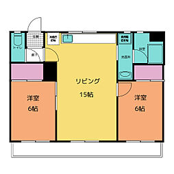 白峰マンション 2LDKの間取図画像