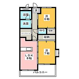 レアールマレノール 2DKの間取図画像