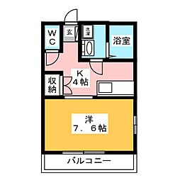 ソワサントUCHIDA 1Kの間取図画像