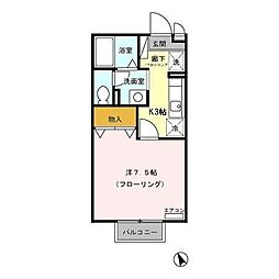 ボナールカンベA 1Kの間取図画像