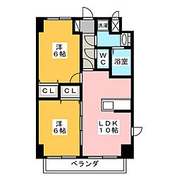 グランメールコート白銀 2LDKの間取図画像