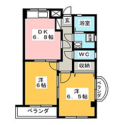 ヴィラメゾンタカサゴ 2DKの間取図画像