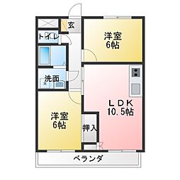 永代マンション 2LDKの間取図画像