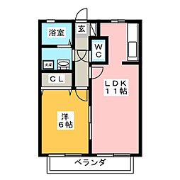 グリーンスクエア 1LDKの間取図画像