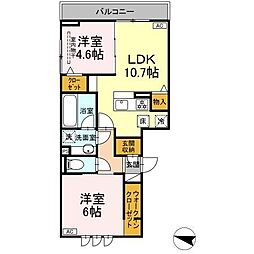 D-Crinum  下土狩II 2LDKの間取図画像