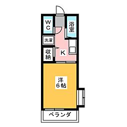 コーポタカダA 1Kの間取図画像