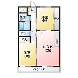 ニューマリッチ美貴 2LDKの間取図画像