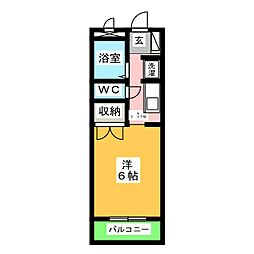 マリモビル 1Kの間取図画像
