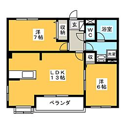 レアールコモド 2LDKの間取図画像